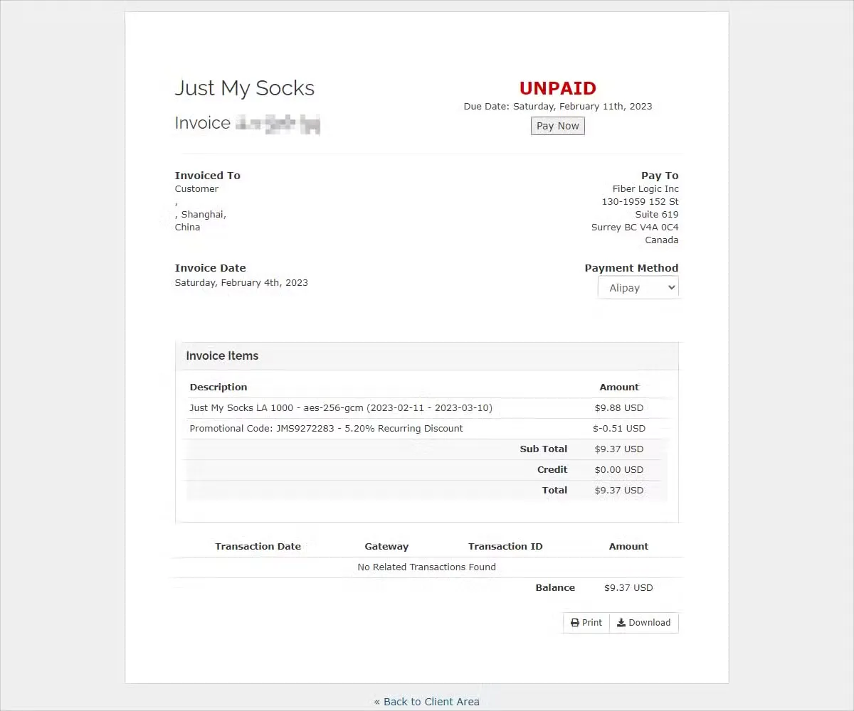 Just My Socks 续费账单 优惠码折扣 Just My Socks 续费账单 优惠码折扣